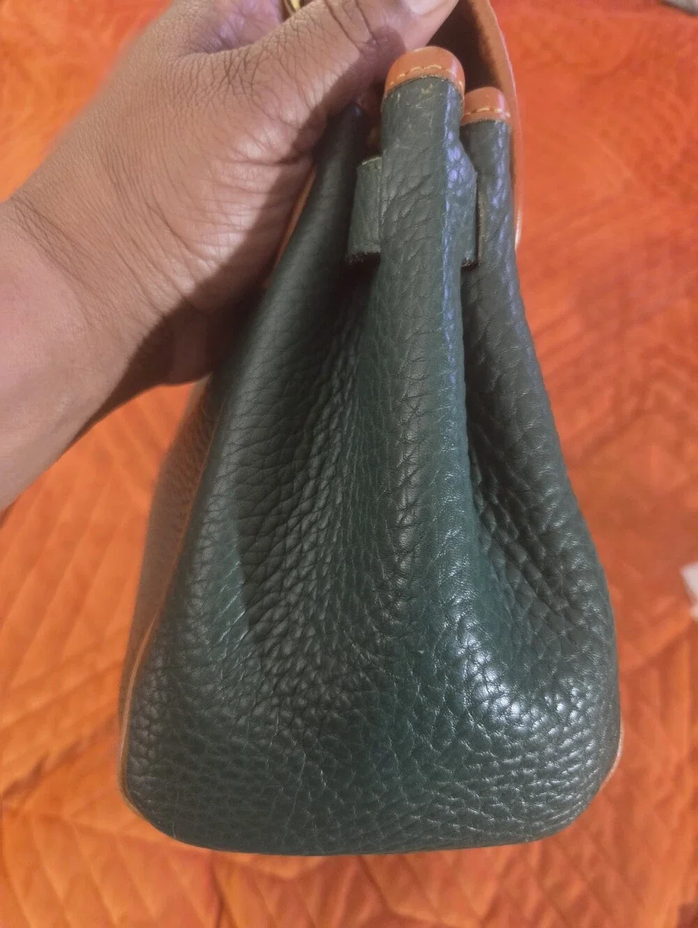 Vintage Dooney & Bourke AWL Green Equestrian Satchel